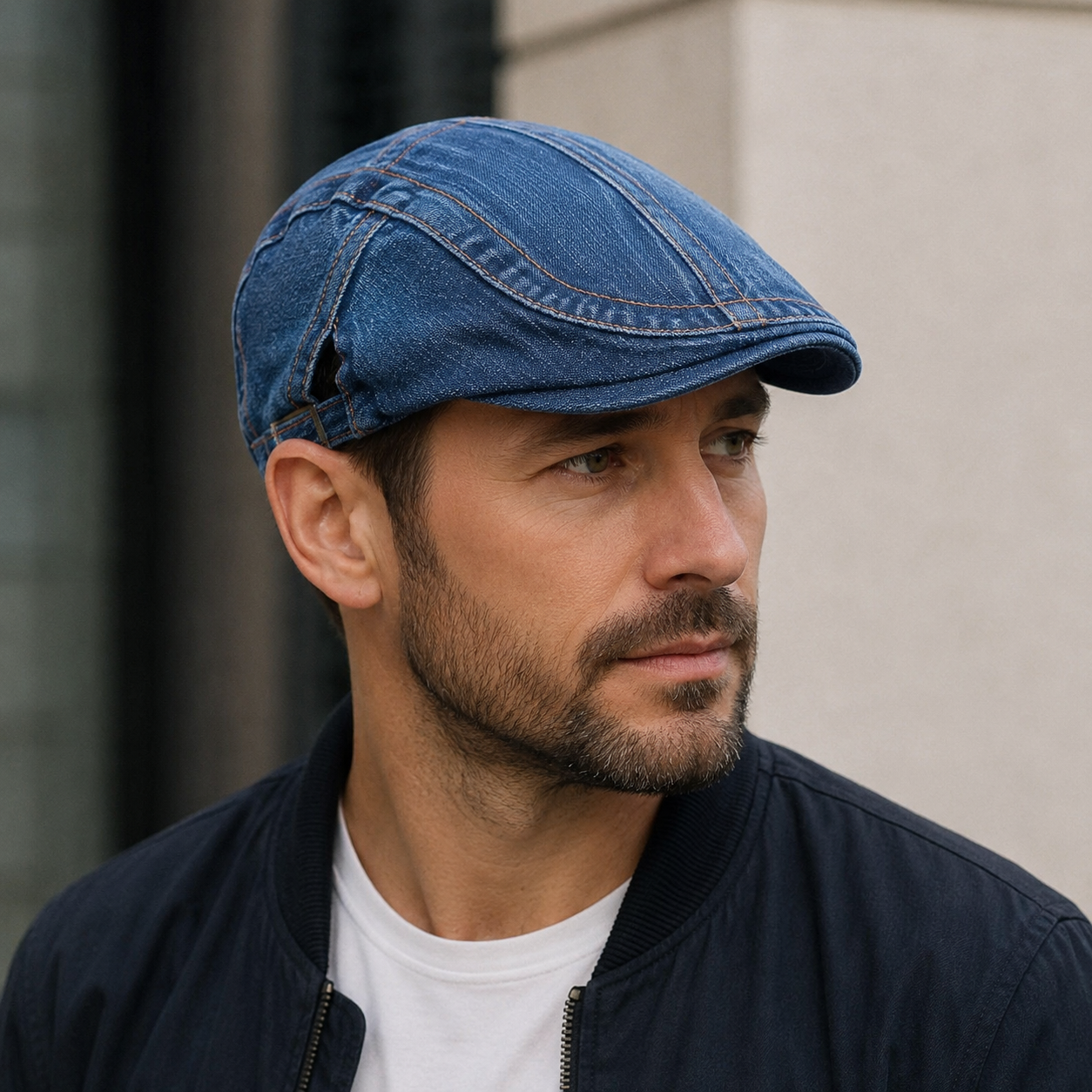 Denim Flat Cap – Adjustable Cotton Hat | Classic Striped & Plain Styles