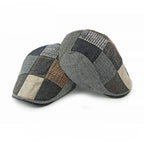 Davison Gray Herringbone Patchwork Flat Cap