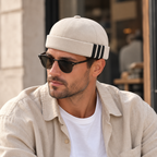 Cotton Docker Cap – Adjustable Soft Fabric Stripe Headwear for Summer
