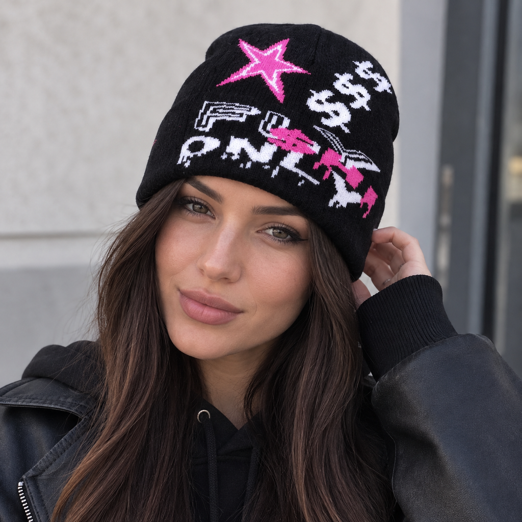 Knitted Beanie - Organic Cotton & Acrylic Winter Hat With Cold Protection