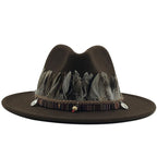 Feathers Belt Wool Fedora Hat