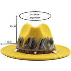 Feathers Belt Wool Fedora Hat