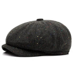 Flecked Herringbone Wool Newsboy Cap
