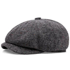 Flecked Herringbone Wool Newsboy Cap