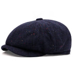 Flecked Herringbone Wool Newsboy Cap