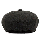Flecked Herringbone Wool Newsboy Cap