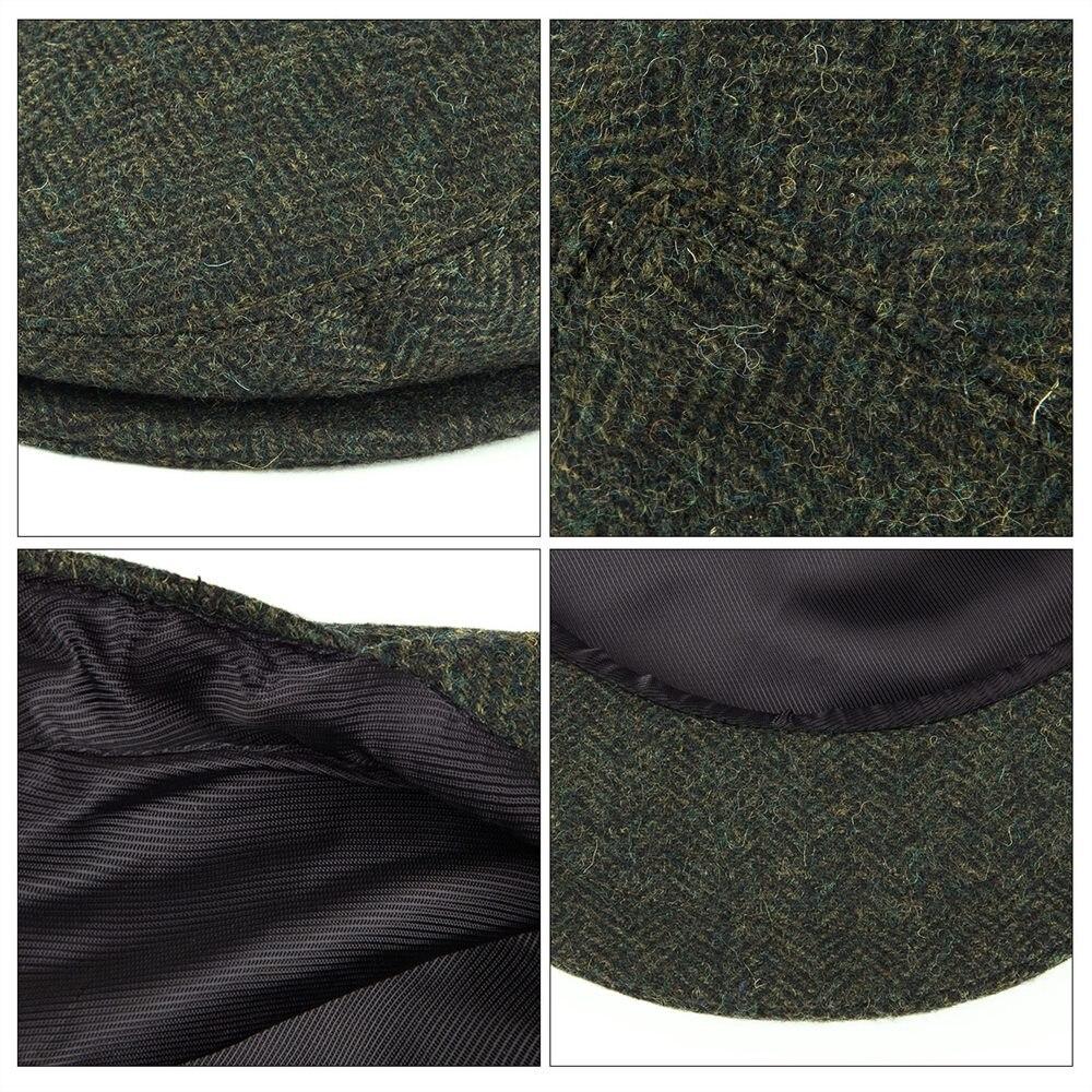 Men’s Herringbone Tweed Flat Cap – Classic Irish Wool Ivy Hat