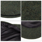 Men’s Herringbone Tweed Flat Cap – Classic Irish Wool Ivy Hat