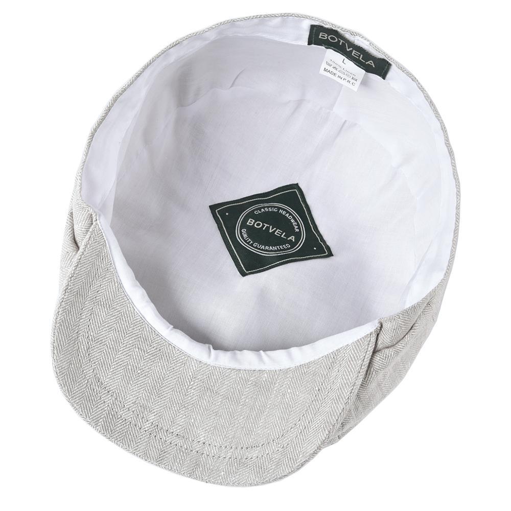 Men’s Linen Newsboy Cap – Lightweight 8-Panel Herringbone Summer Hat