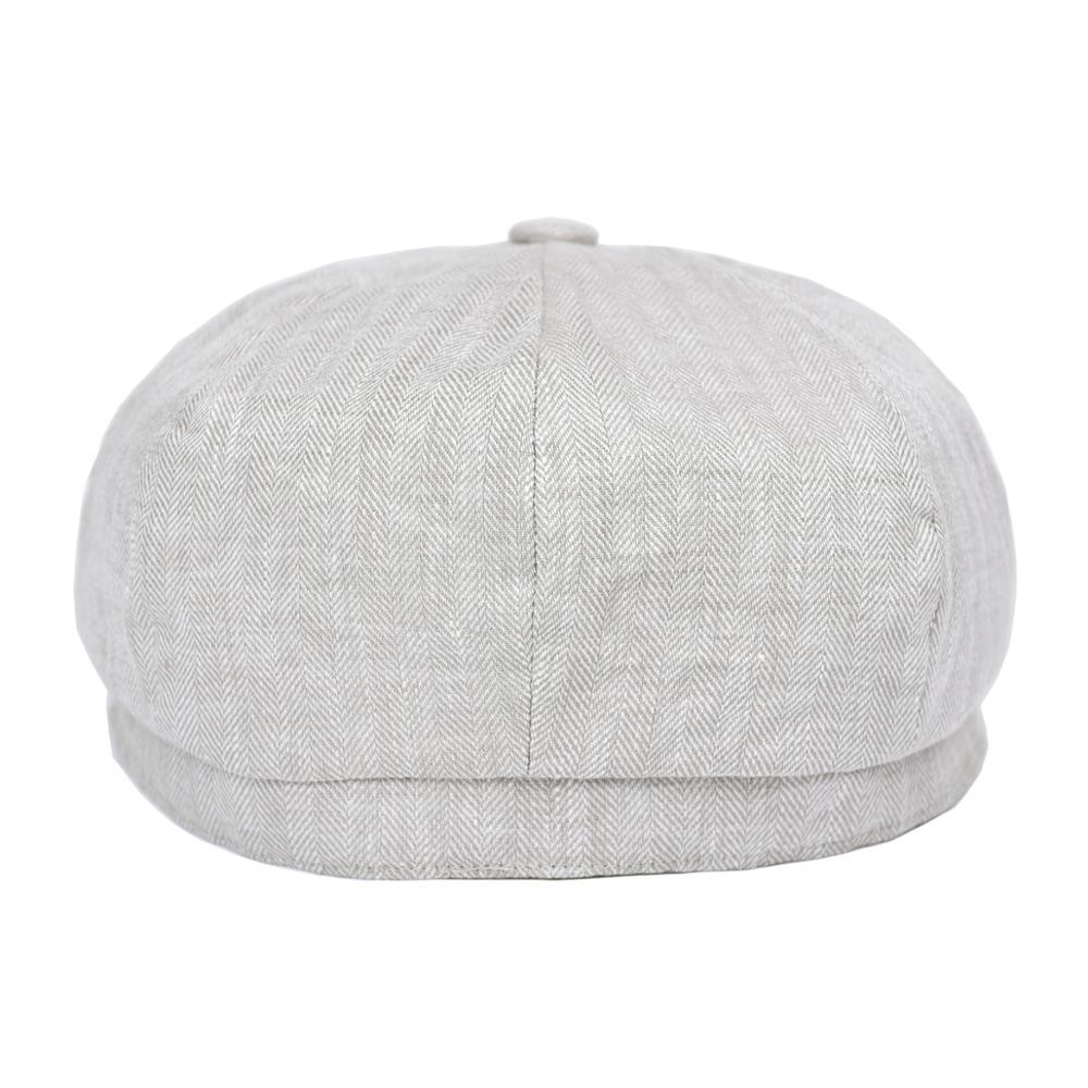 Men’s Linen Newsboy Cap – Lightweight 8-Panel Herringbone Summer Hat