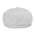 Men’s Linen Newsboy Cap – Lightweight 8-Panel Herringbone Summer Hat