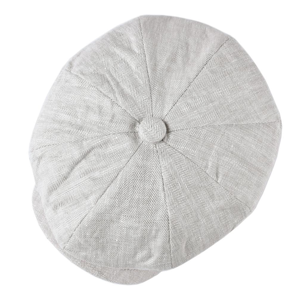 Men’s Linen Newsboy Cap – Lightweight 8-Panel Herringbone Summer Hat