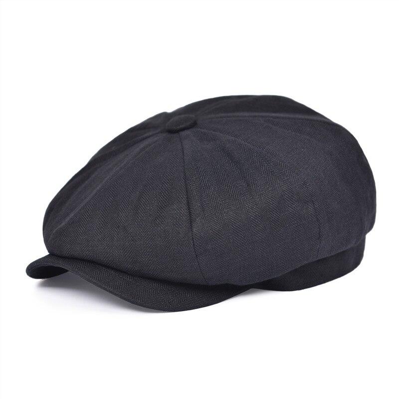 Men’s Linen Newsboy Cap – Lightweight 8-Panel Herringbone Summer Hat