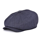 Men’s Linen Newsboy Cap – Lightweight 8-Panel Herringbone Summer Hat