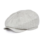 Men’s Linen Newsboy Cap – Lightweight 8-Panel Herringbone Summer Hat