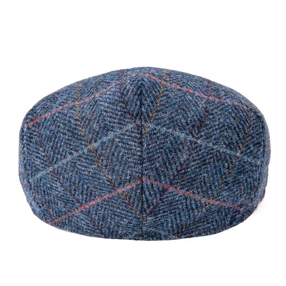 Men’s Wool Flat Cap – Herringbone Check Ivy Hat for Fall & Winter