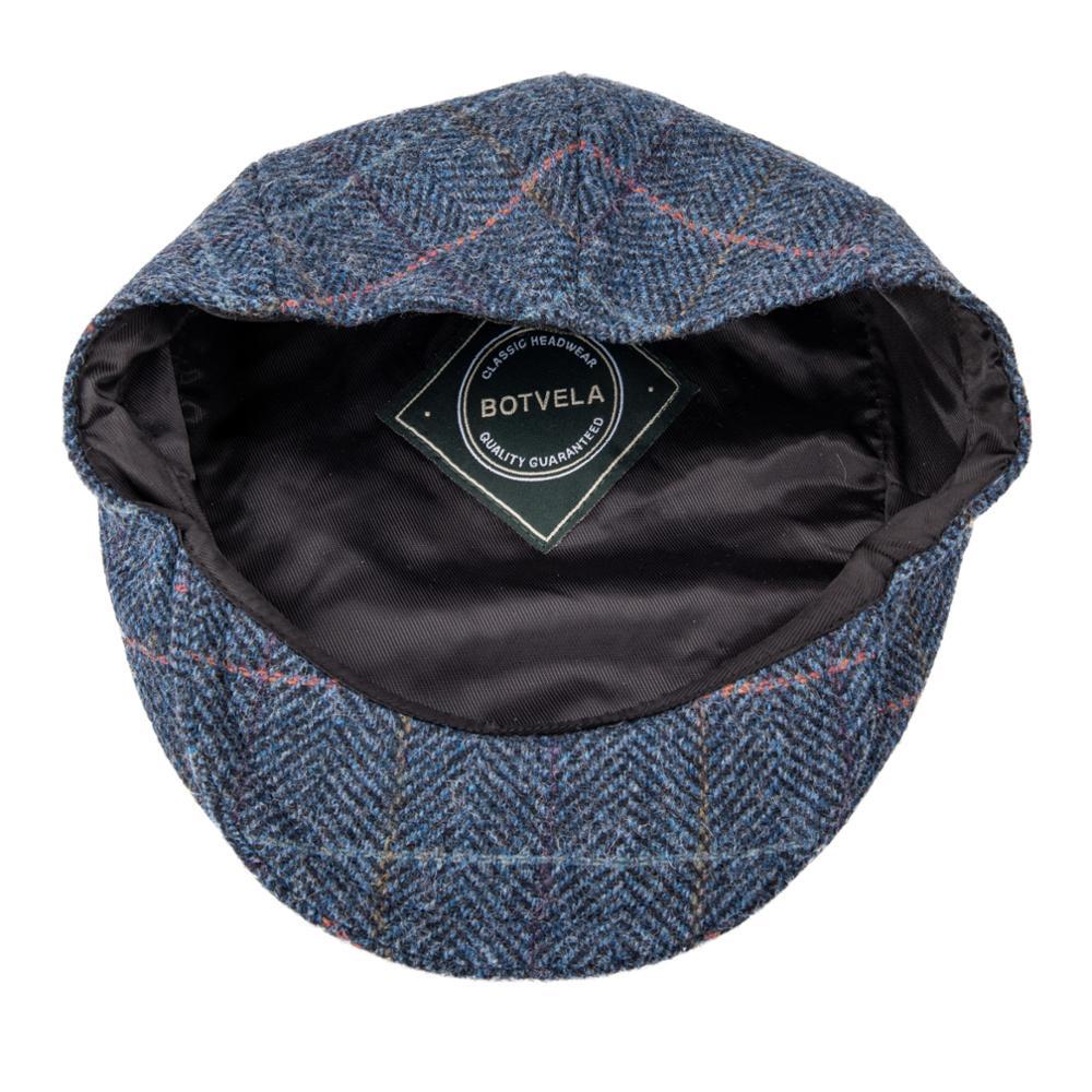Men’s Wool Flat Cap – Herringbone Check Ivy Hat for Fall & Winter