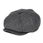 Men’s Tweed Newsboy Cap – Warm Herringbone Tartan Wool Flat Cap