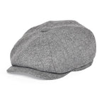 Men’s Tweed Newsboy Cap – Warm Herringbone Tartan Wool Flat Cap
