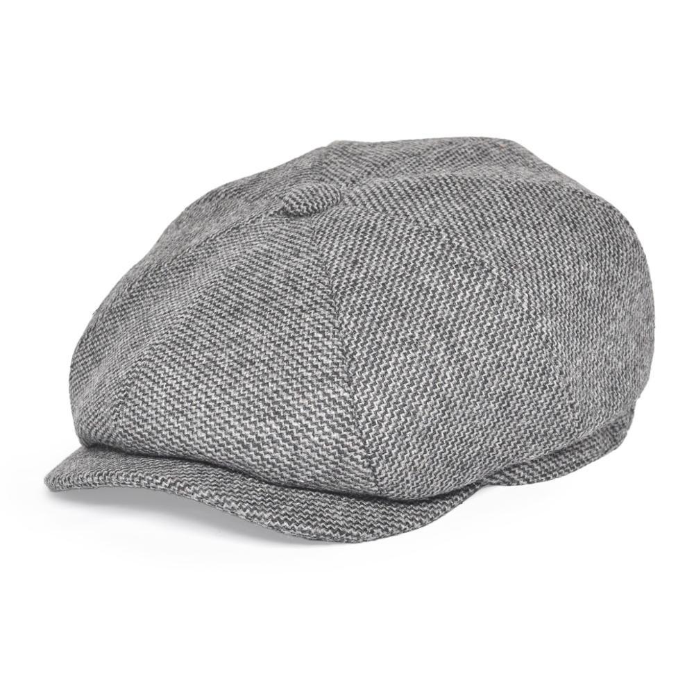 Men’s Tweed Newsboy Cap – Warm Herringbone Tartan Wool Flat Cap