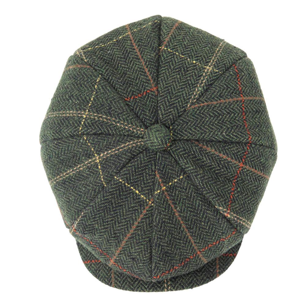 Men’s Tweed Newsboy Cap – Warm Herringbone Tartan Wool Flat Cap
