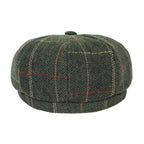 Men’s Tweed Newsboy Cap – Warm Herringbone Tartan Wool Flat Cap