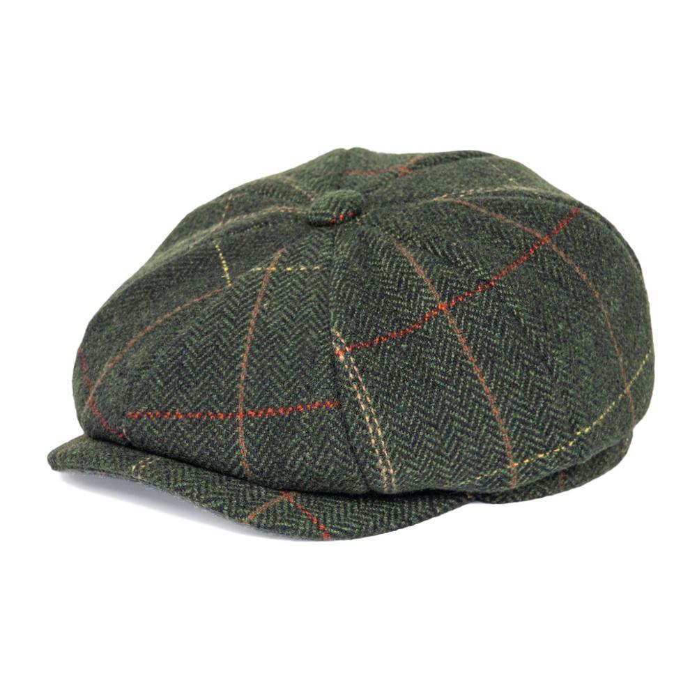 Men’s Tweed Newsboy Cap – Warm Herringbone Tartan Wool Flat Cap