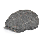 Men’s Tweed Newsboy Cap – Warm Herringbone Tartan Wool Flat Cap