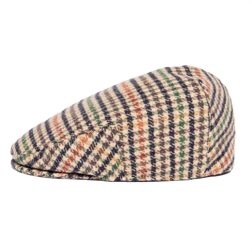 Men’s Houndstooth Wool Flat Cap – Multicolor Patterned Ivy Hat