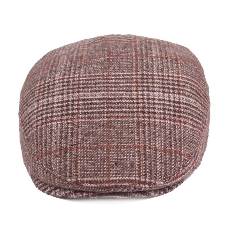 Men’s Plaid Wool Flat Cap – Breathable Houndstooth Ivy Hat