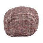 Men’s Plaid Wool Flat Cap – Breathable Houndstooth Ivy Hat