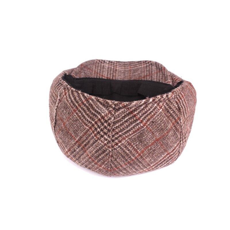 Men’s Plaid Wool Flat Cap – Breathable Houndstooth Ivy Hat