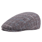 Men’s Plaid Wool Flat Cap – Breathable Houndstooth Ivy Hat