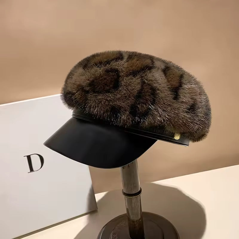 Retro Leopard Print Duckbill Cap for Women