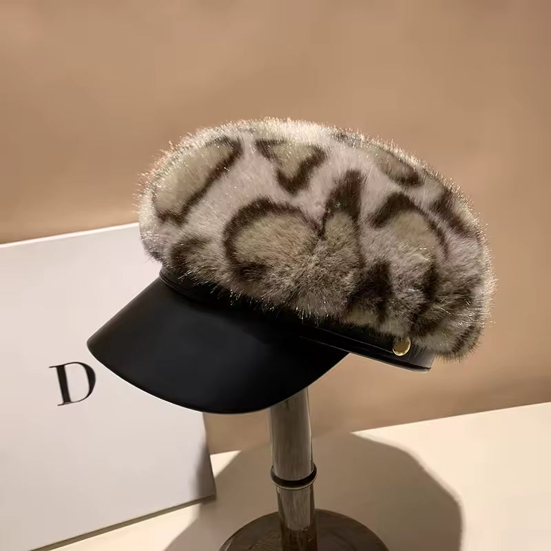 Warm Women's Vintage Newsboy Hat for Winter