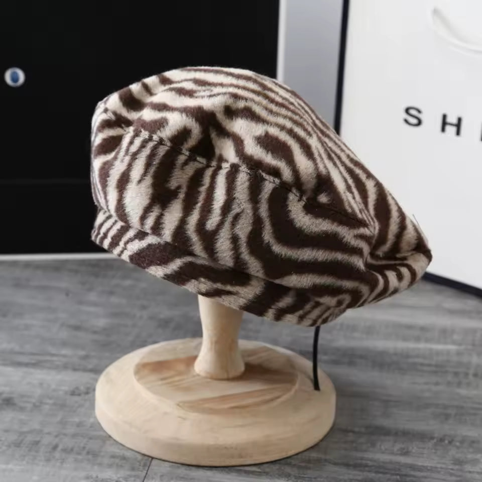 Fashionable Zebra Print Beret for Everyday Wear