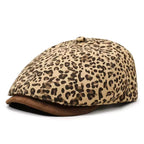 Leopard Print Baker Boy Cap for Spring Autumn