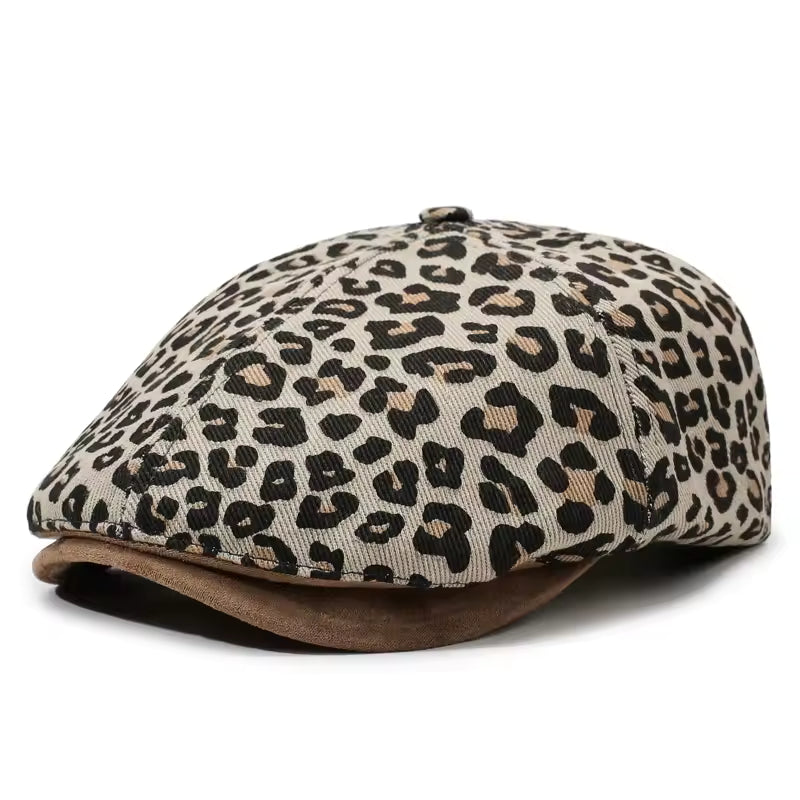 Stylish Animal Print Newsboy Hat