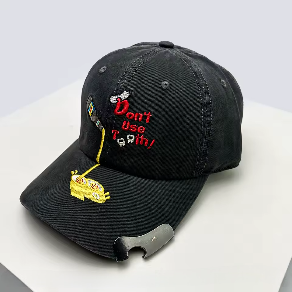 Unisex Embroidered Cotton Baseball Cap with Bottle Opener