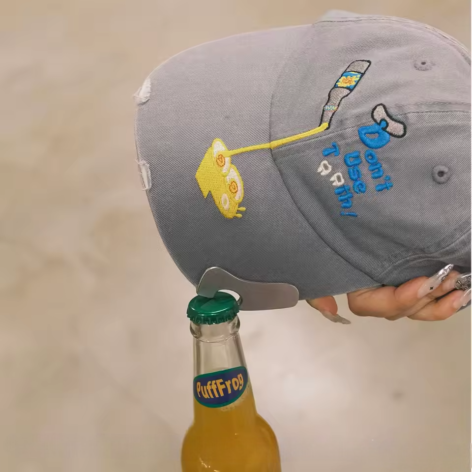 Unisex Embroidered Cotton Baseball Cap with Bottle Opener