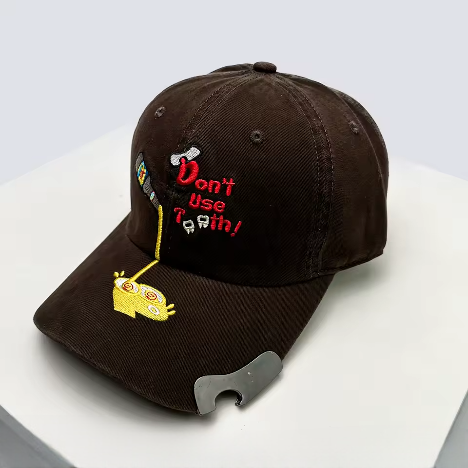 Unisex Embroidered Cotton Baseball Cap with Bottle Opener
