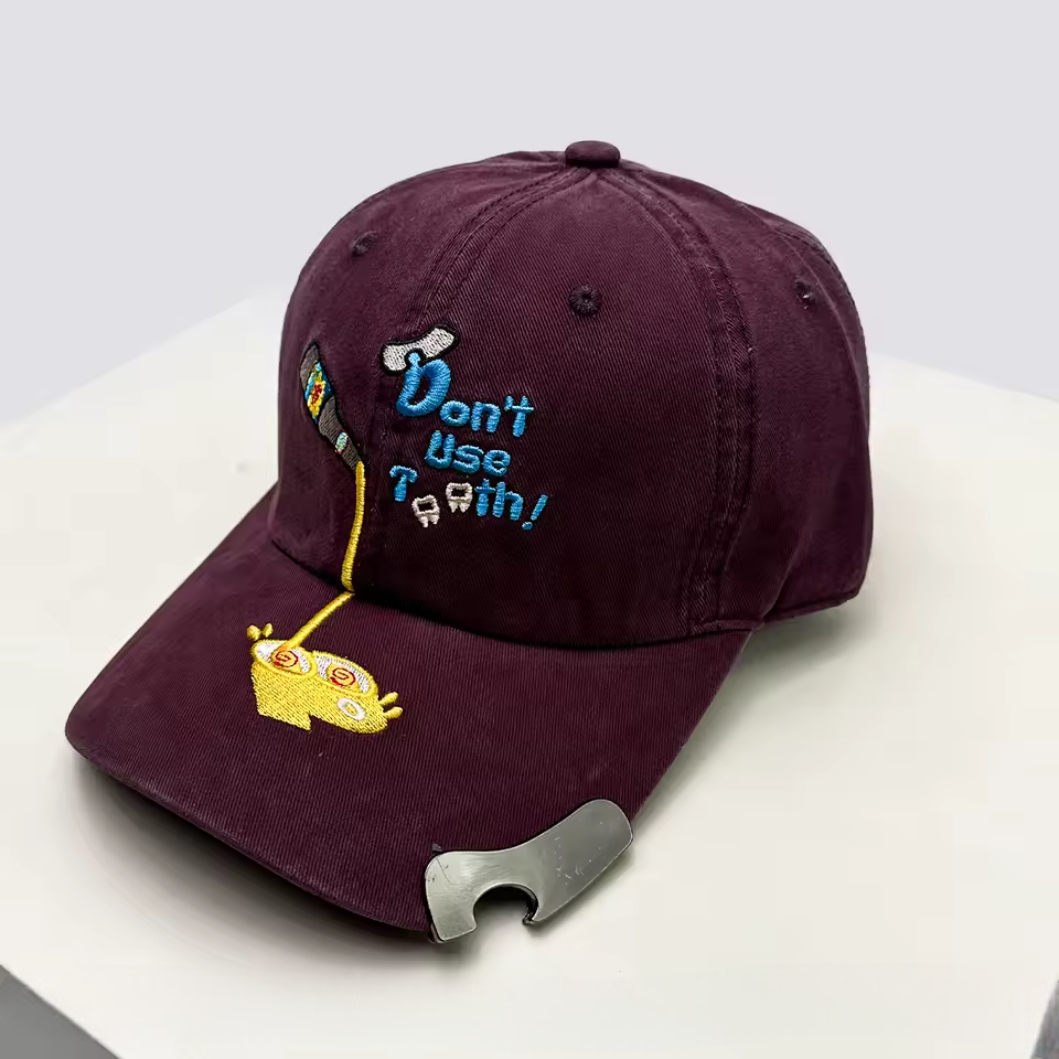 Unisex Embroidered Cotton Baseball Cap with Bottle Opener