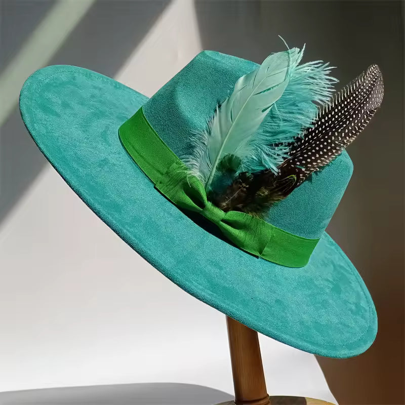 Unisex Jazz Fedora Wide Brim Church Hat