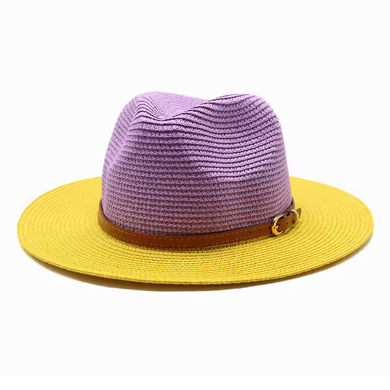 Unisex Gradient Straw Sun Hat for Seaside Travel and Outdoor Adventures