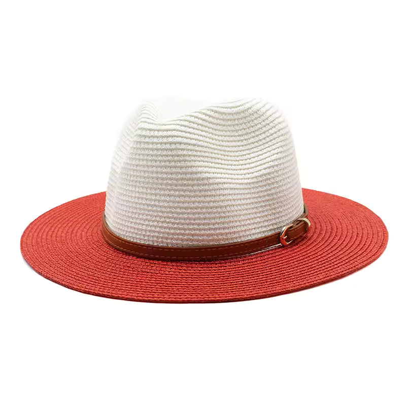 Two Color Ombre Straw Hat for Summer Beach Outfits