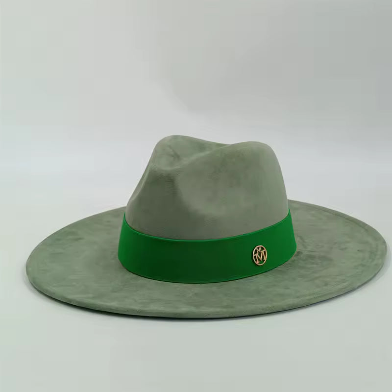 Solid Color Fedora with Feather Decoration