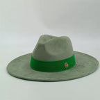 Solid Color Fedora with Feather Decoration