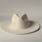 Unisex Feather Trim Jazz Hat Elegant Suede Style Fedora Hat