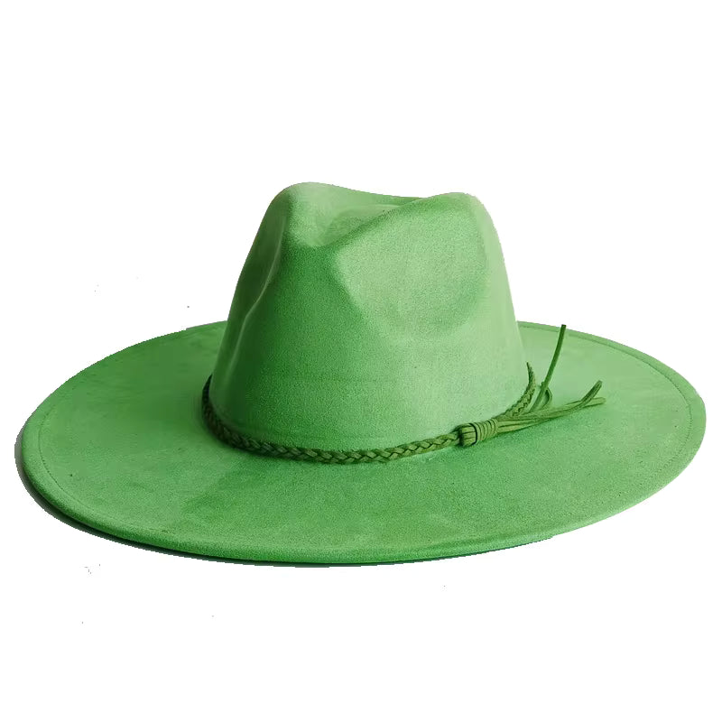 Elegant Jazz Fedora Hat Wide Brim Suede Hat