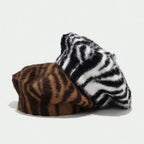 Black and White Striped French Beret